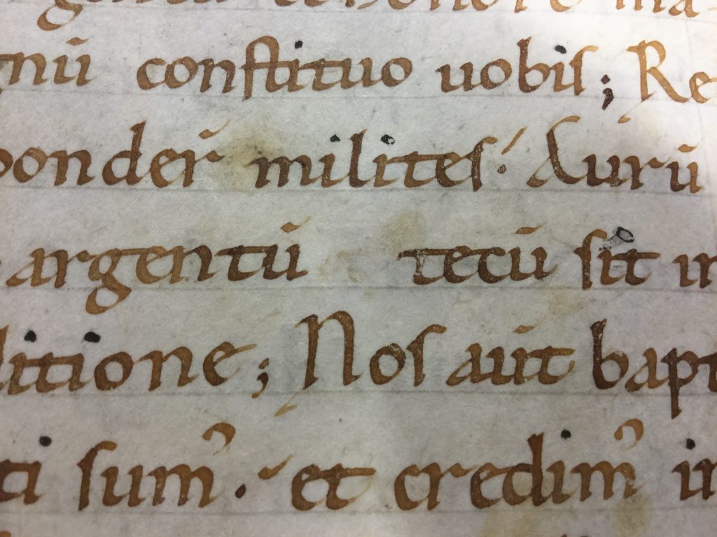 Erased 't' from folio 109v of Novara, Arch. Stor. Dioc., P. 2.