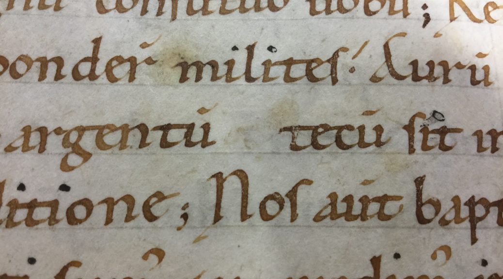 Erased 't' from folio 109v of Novara, Arch. Stor. Dioc., P. 2.